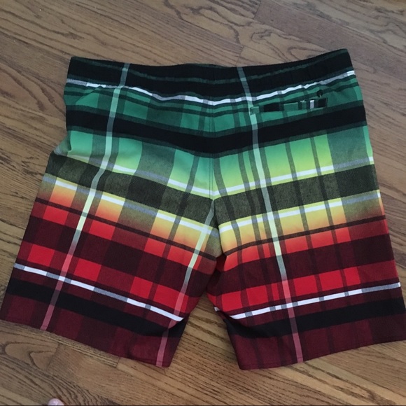 Hang Ten board shorts plaid colorful red green - Picture 3 of 3
